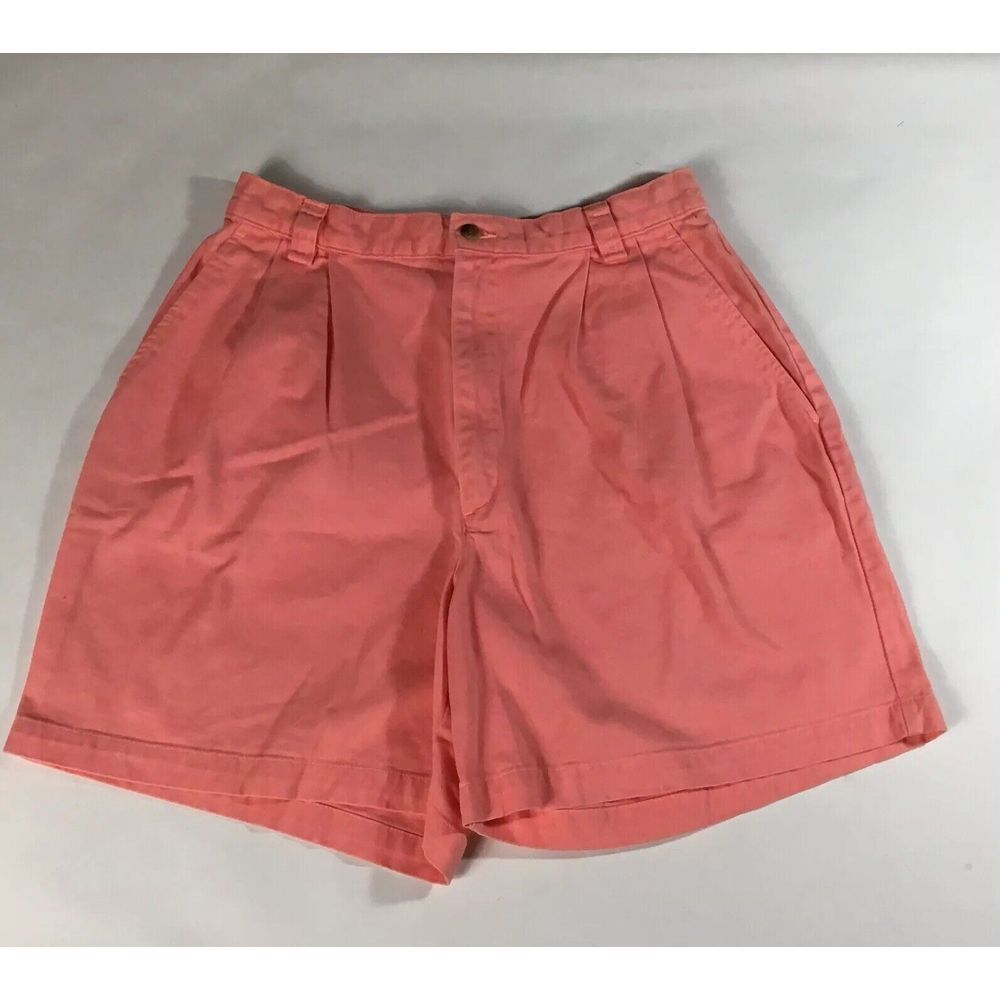 Lands end pleated shorts Womens Size 12 Orange Sherbet 100% cotton Waist 29